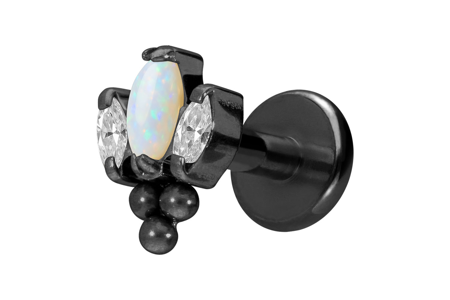 Titan Labret Piercing mit Innengewinde LOTUSBLÜTE + 3 KUGELN